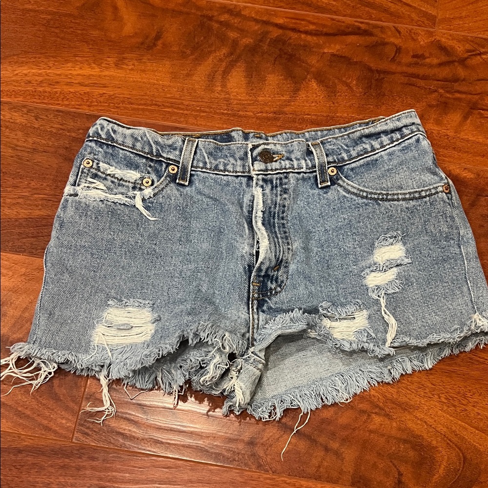 Levi's Blue Distressed Jean Shorts